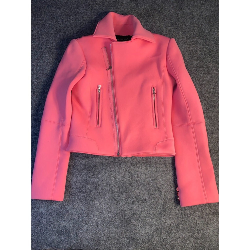 Valentina Cova Jacket Womens‎ Sm Pink Lined Zipped Pockets Cuff Button Cliffside